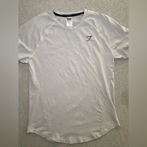 Gymshark Bold T Shirt Mens Size L Grey w/ Back Logo Dipped Hem